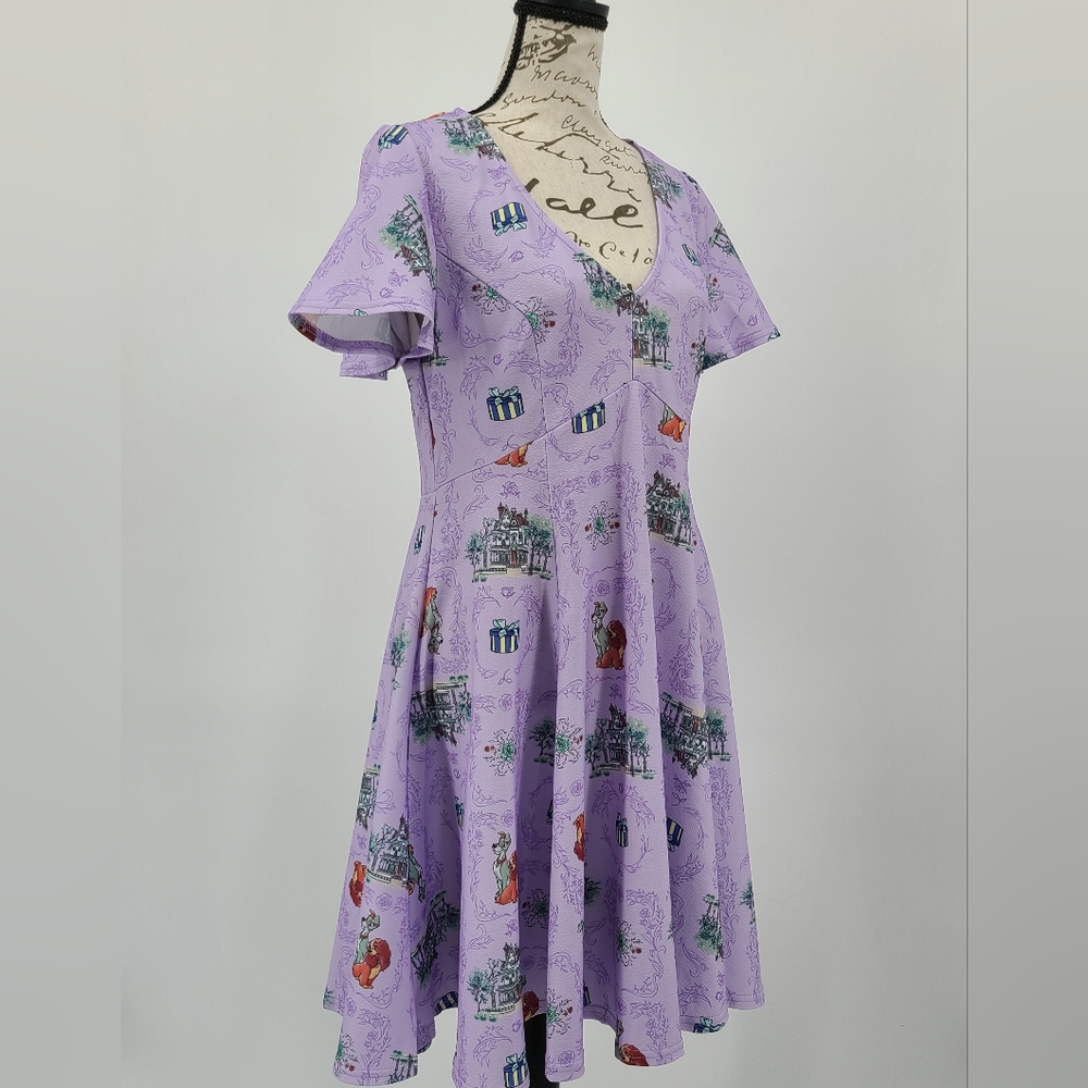 Disney Lilac Disney Princess Print Midi Dress